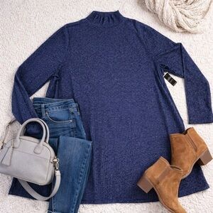 Lane Bryant Ribbed Mock Neck Tunic Navy | Cozy Stretch | Size 18/20 NWT